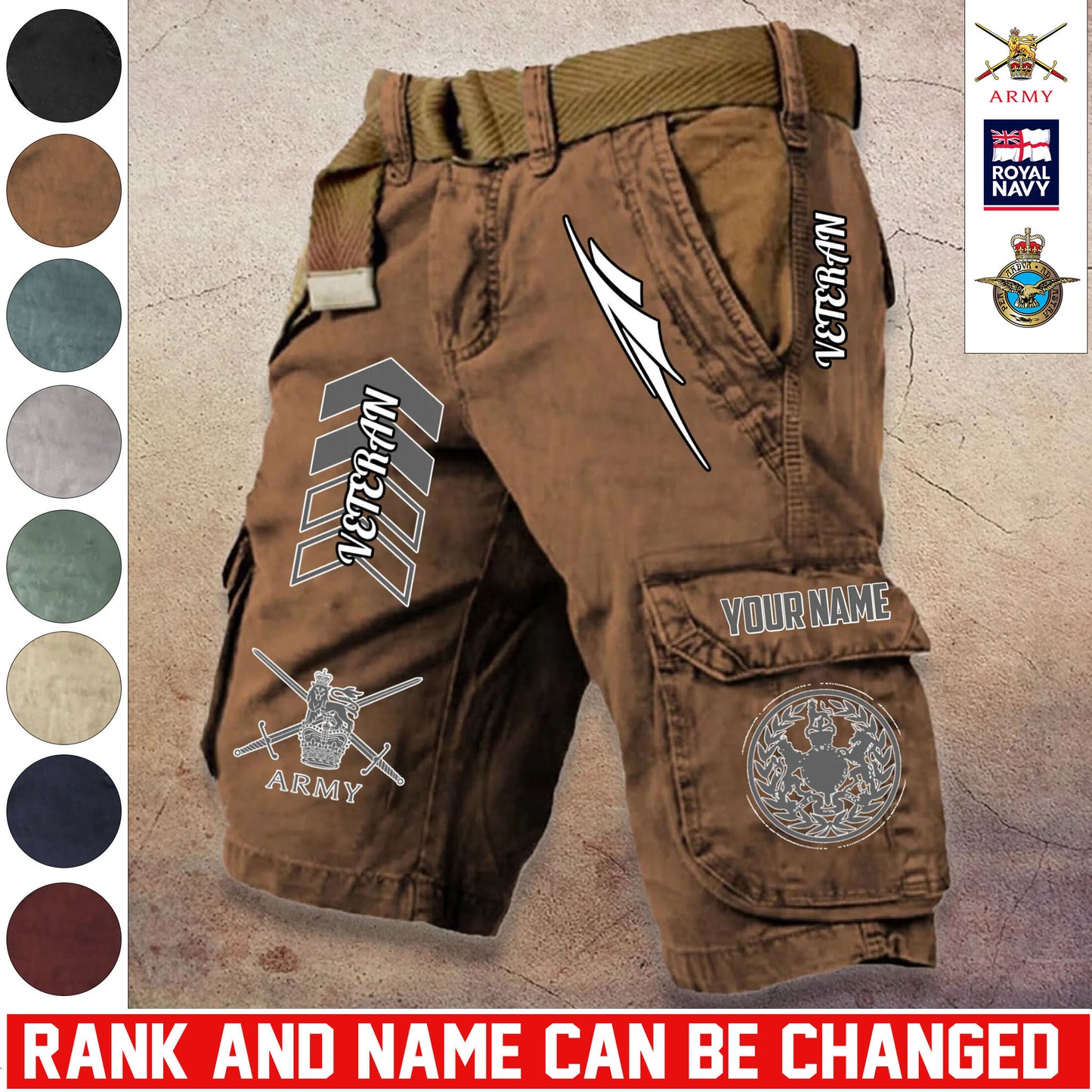 Personalized UK Soldier/ Veteran With Rank And Name Demin Shorts Multicolor - 17686944