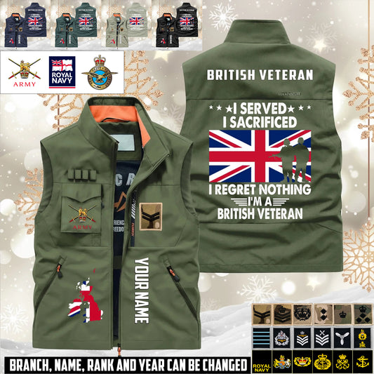 Personalized UK Soldier/ Veteran With Name & Rank Sleeveless Jacket Multicolor - 17633376