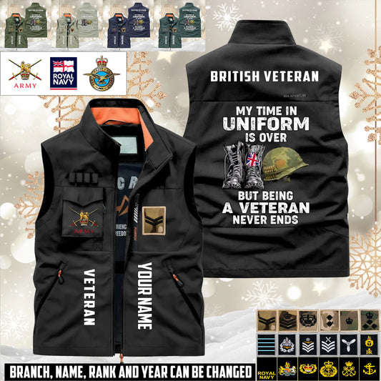 Personalized UK Soldier/ Veteran With Name & Rank Sleeveless Jacket Multicolor - 17634240