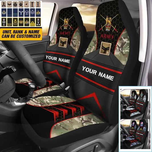 Personalized UK Soldier/ Veteran Camo With Name And Rank Car Seat Covers 3D Printed - 13042402QA