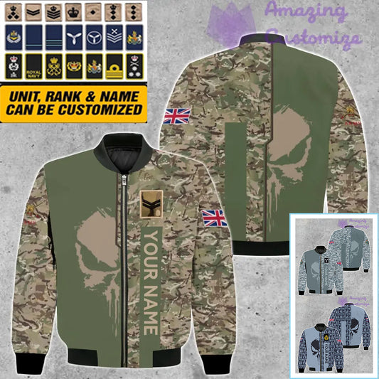 Personalized UK Soldier/ Veteran Camo With Name And Rank Bomber Jacket 3D Printed  - 10052401QA