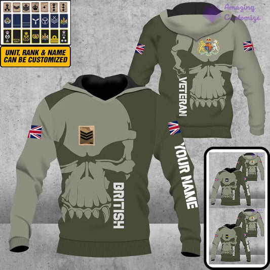 Personalized UK Soldier/ Veteran Camo With Name And Rank Hoodie 3D Printed  - 1602240001