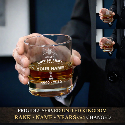 Personalized UK Soldier/ Veteran With Rank, Name and Year Whiskey Glass - 17718048