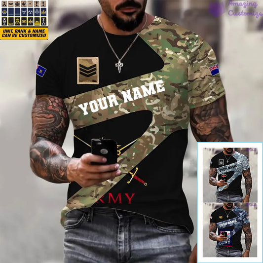 Personalized UK Soldier/ Veteran Camo With Name And Rank T-Shirt 3D Printed  - 3001240001QA