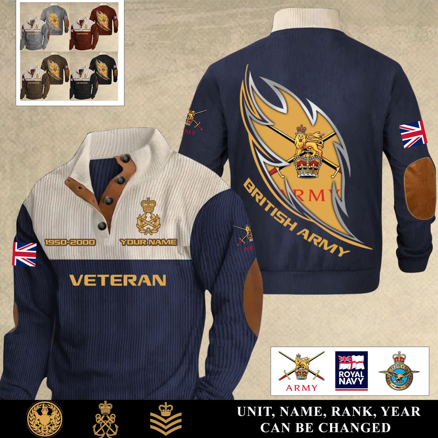 Personalized UK Soldier/ Veteran With Name, Year And Rank Sports Sweatshirt - 17400960