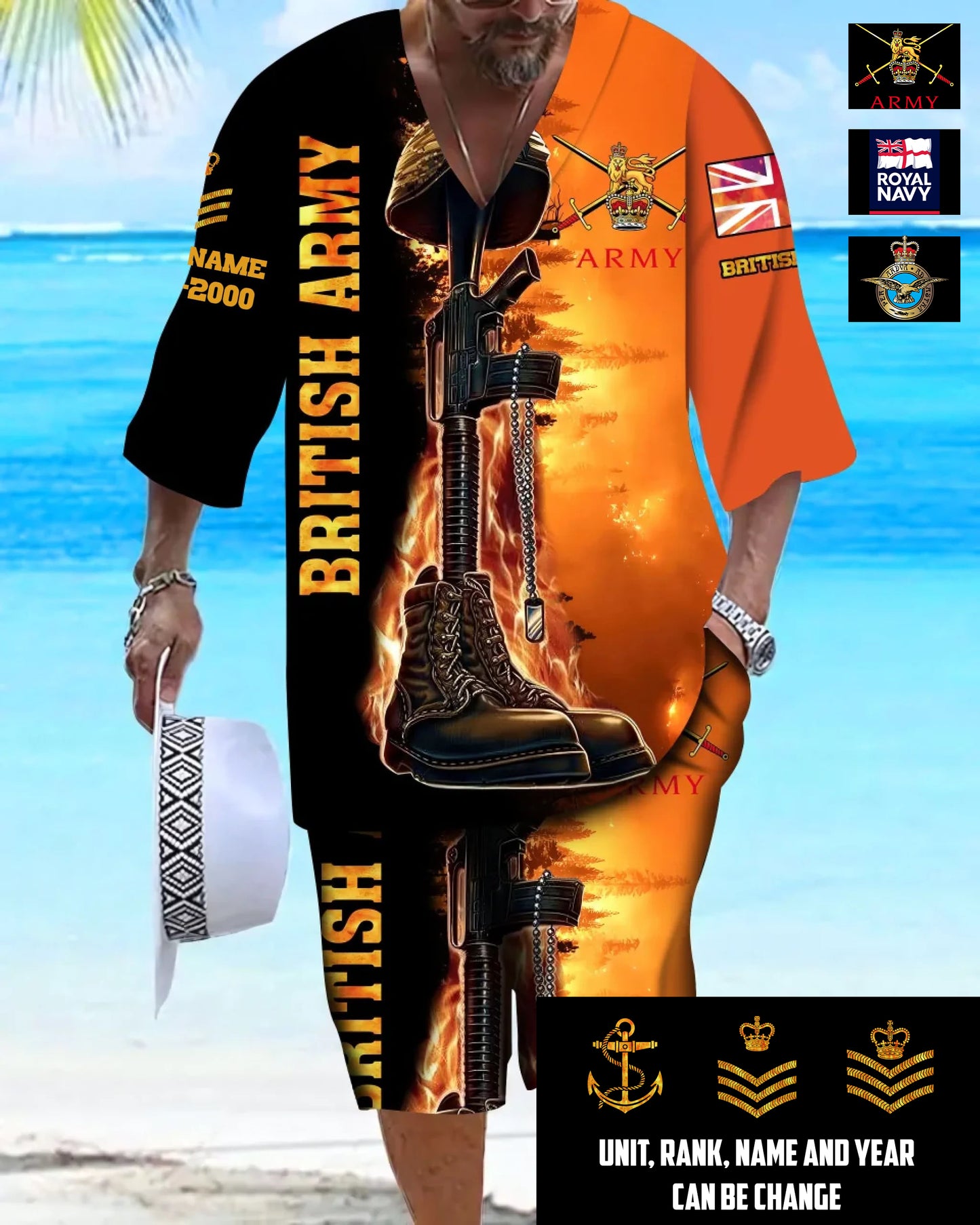 Personalized UK Soldier/ Veteran With Name, Year And Rank Combo Top + Bottoms - 17284320