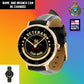 Montre personnalisée en cuir noir avec coutures noires pour soldat/vétéran du Royaume-Uni - 1103240001 - Version dorée