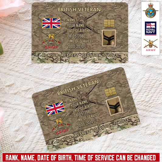 Personalized UK Soldier/ Veteran With Rank, Name And Year Aluminum Wallet Card - 17637696