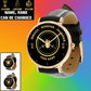 Personalized UK Soldier/ Veteran With Name, Rank Black Stitched Leather Watch - 17114112 - Gold Version