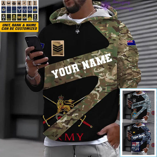 Personalized UK Soldier/ Veteran Camo With Name And Rank Hoodie 3D Printed - 17065728