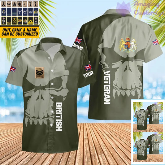Personalized UK Soldier/ Veteran Camo With Name And Rank Hawaii Shirt 3D Printed  - 1602240001