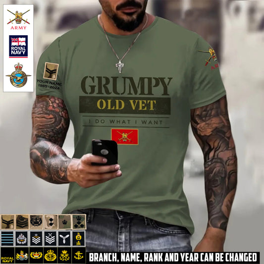 Personalized UK Soldier/Veteran Camo with Name, Year and Rank T-Shirt All Over Printed - 17411328