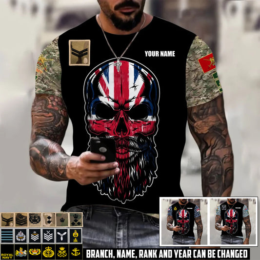 Personalized UK Soldier/Veteran Camo with Name and Rank T-Shirt All Over Printed - 17410464
