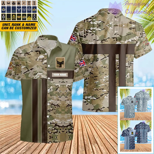 Personalized UK Soldier/ Veteran Camo With Name And Rank Hawaii Printed  - 07052401QA