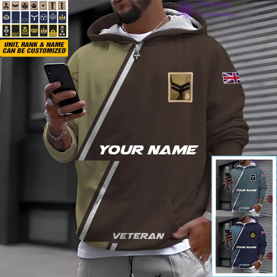 Personalized UK with Name and Rank Soldier/Veteran Hoodie All Over Printed - 17161632