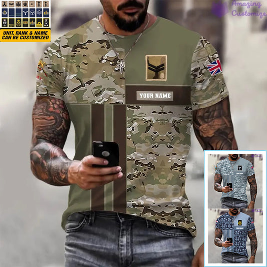 Personalized UK Soldier/ Veteran Camo With Name And Rank T-shirt Printed  - 07052401QA