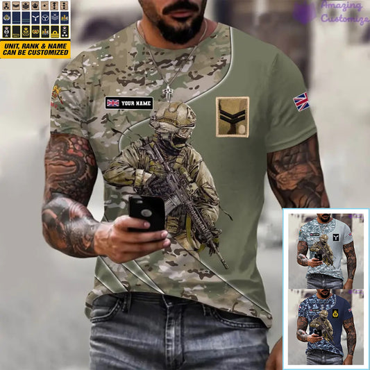 Personalized UK with Name and Rank Soldier/Veteran T-shirt All Over Printed - 15052401QA