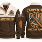 Carpenter Built by Hand Sports Sweatshirt in Brown, front and back