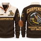 Carpenter Measure Twice Sports Sweatshirt in Brown, front and back