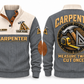 Carpenter Measure Twice Sports Sweatshirt in Grey, front and back
