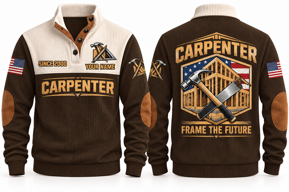 Carpenter Frame the Future Sports Sweatshirt in Brown, front and back