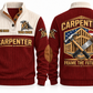 Carpenter Frame the Future Sports Sweatshirt in Jujube Red, front and back