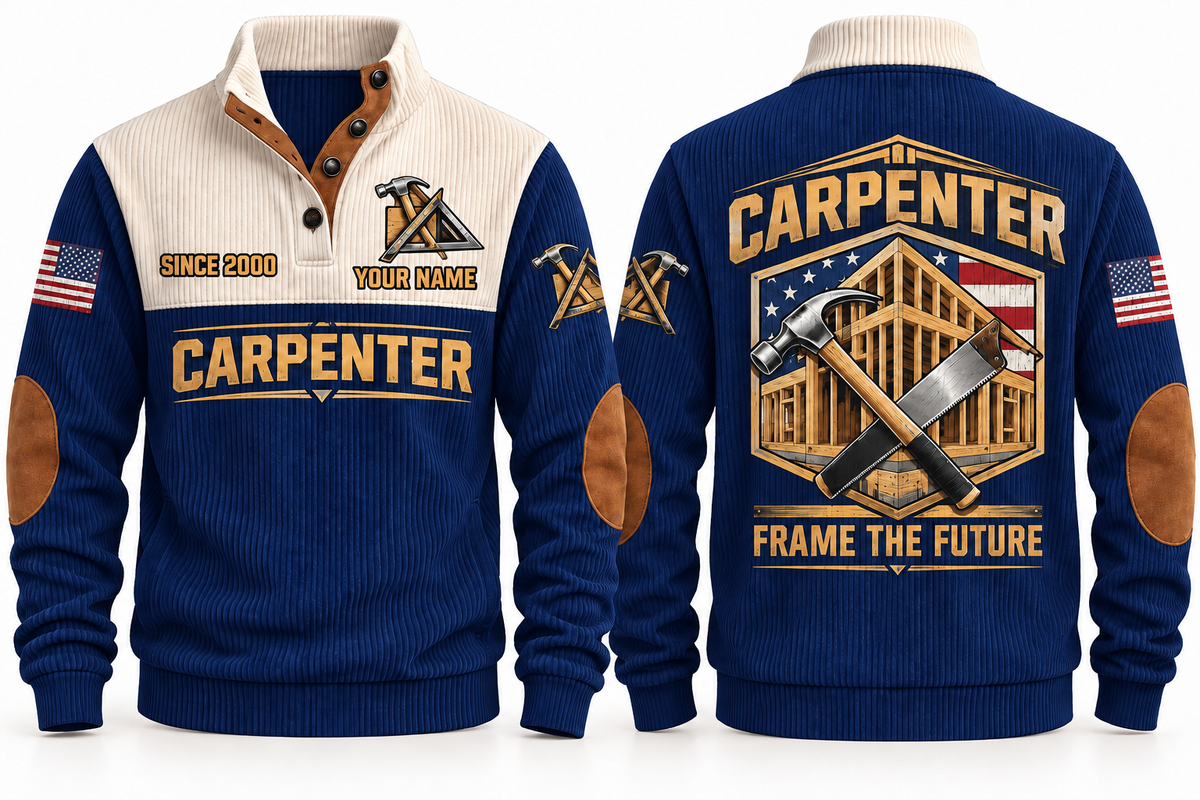Carpenter Frame the Future Sports Sweatshirt in Navy, front and back