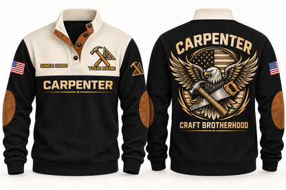Carpenter Craft Brotherhood Sports Sweatshirt in Black, front and back