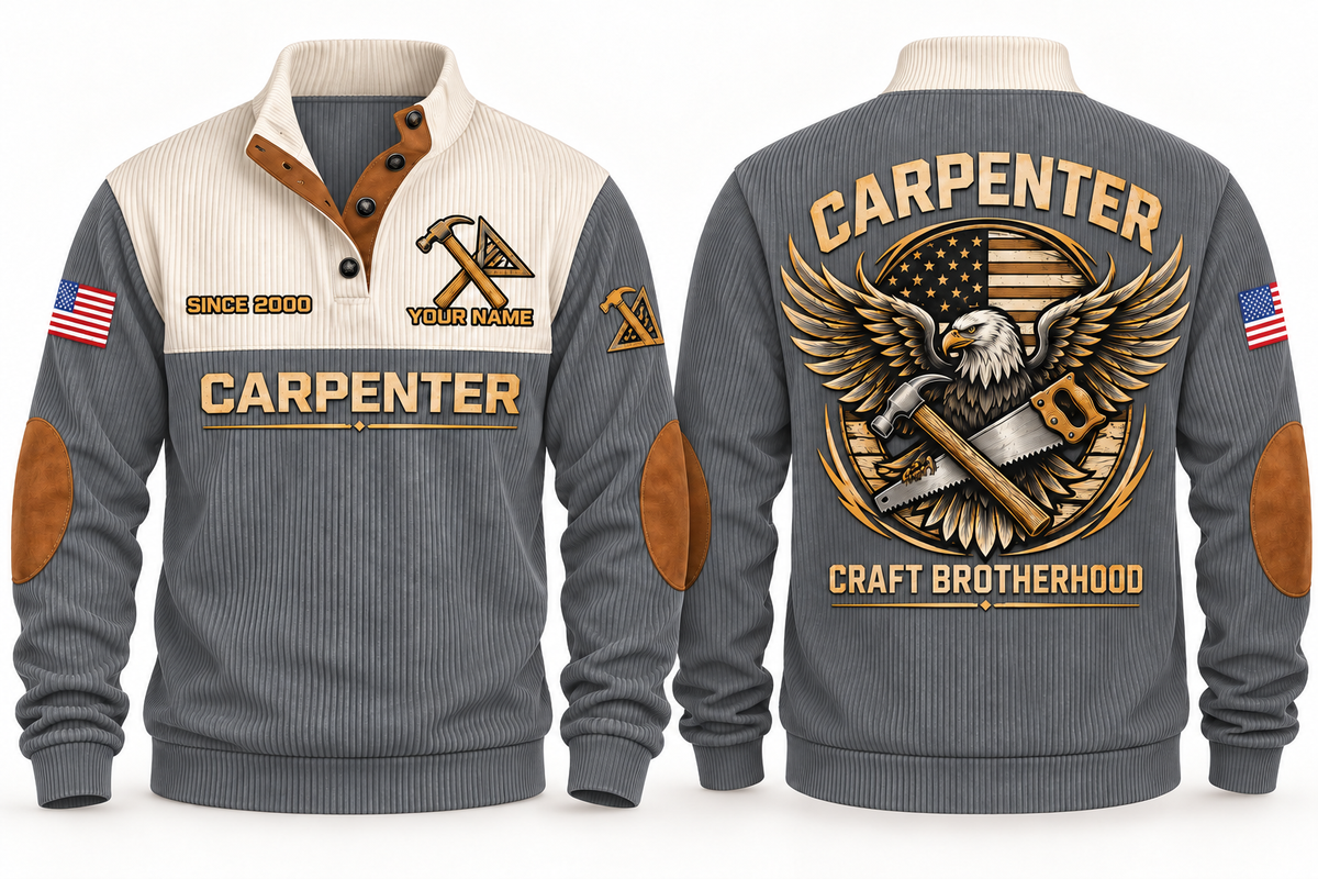 Carpenter Craft Brotherhood Sports Sweatshirt in Grey, front and back