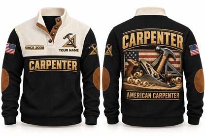 Carpenter American Carpenter Sports Sweatshirt in Black, front and back