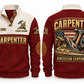 Carpenter American Carpenter Sports Sweatshirt in Jujube Red, front and back