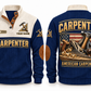 Carpenter American Carpenter Sports Sweatshirt in Navy, front and back