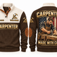 Carpenter Made with Care Sports Sweatshirt in Brown, front and back