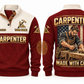 Carpenter Made with Care Sports Sweatshirt in Jujube Red, front and back