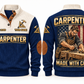 Carpenter Made with Care Sports Sweatshirt in Navy, front and back