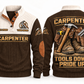Carpenter Tools Down Pride Up Sports Sweatshirt in Brown, front and back