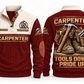 Carpenter Tools Down Pride Up Sports Sweatshirt in Jujube Red, front and back