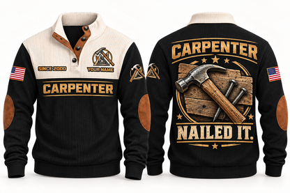 Carpenter Nailed It Sports Sweatshirt in Black, front and back