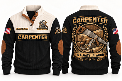 Carpenter A Legacy in Wood Sports Sweatshirt in Black, front and back