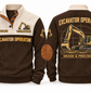 Excavator Operator Grade & Precision Sports Sweatshirt in Brown, front and back