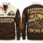 Excavator Operator I Dig This Job Sports Sweatshirt in Brown, front and back