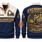 Excavator Operator Built from the Ground Sports Sweatshirt in Navy, front and back