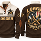 Logger Timber & Grit Sports Sweatshirt in Brown, front and back