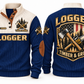 Logger Timber & Grit Sports Sweatshirt in Navy, front and back