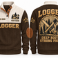 Logger Deep Roots Sports Sweatshirt in Brown, front and back