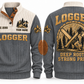 Logger Deep Roots Sports Sweatshirt in Grey, front and back