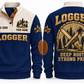 Logger Deep Roots Sports Sweatshirt in Navy, front and back