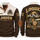 Logger Born for the Woods Sports Sweatshirt in Brown, front and back