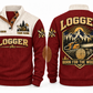 Logger Born for the Woods Sports Sweatshirt in Jujube Red, front and back