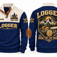 Logger Born for the Woods Sports Sweatshirt in Navy, front and back